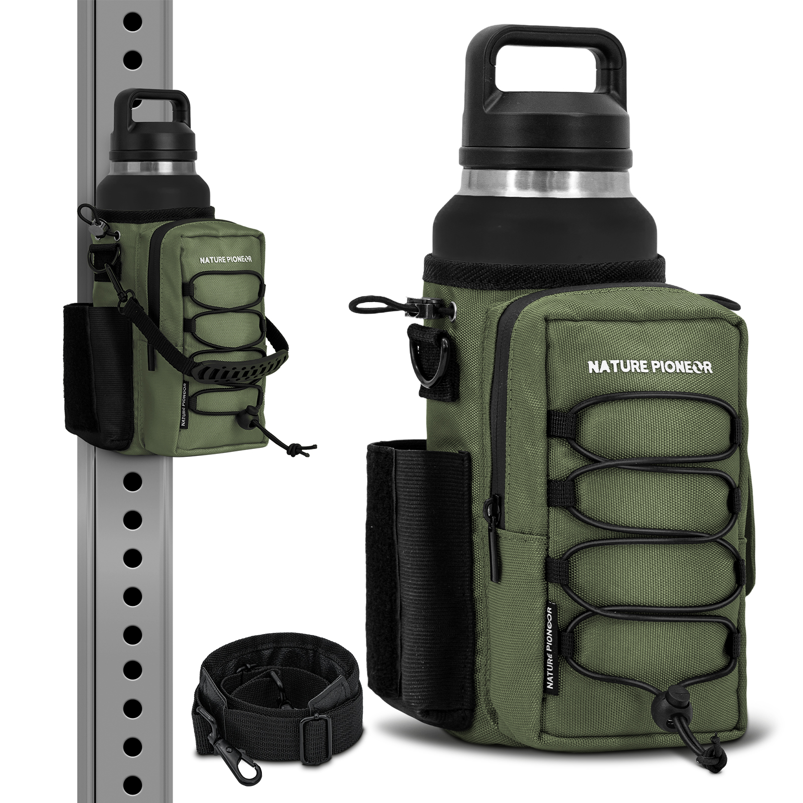  NATURE PIONEOR Magnetic Gym Bag for Men and Women - Magnet Water Bottle Holder Sling Carrier with Crossbody Shoulder Strap,Gym Accessories Pouch,Phone Pockets for Sports,Walking,Travel,Workout