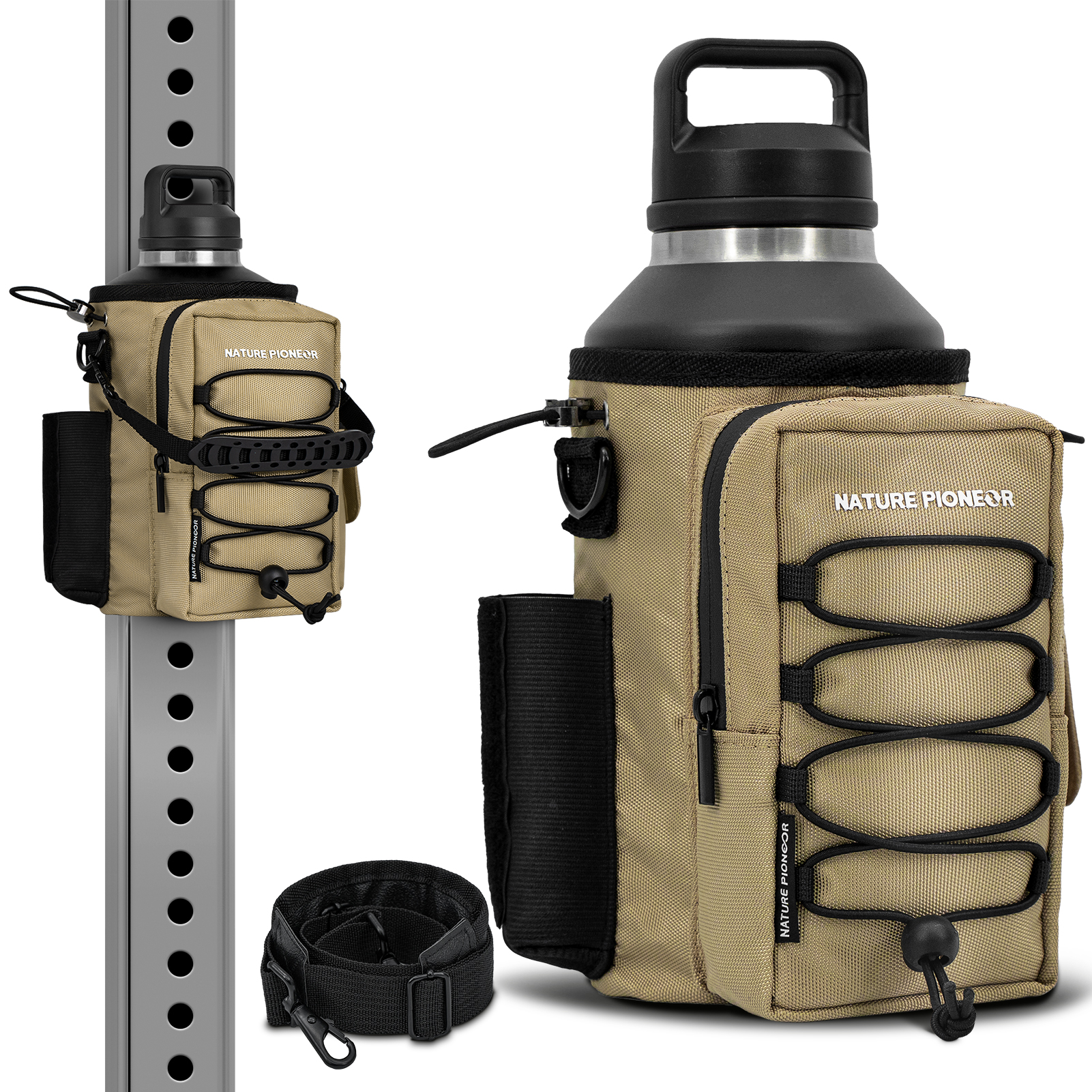  NATURE PIONEOR Magnetic Gym Bag for Men and Women - Magnet Water Bottle Holder Sling Carrier with Crossbody Shoulder Strap,Gym Accessories Pouch,Phone Pockets for Sports,Walking,Travel,Workout