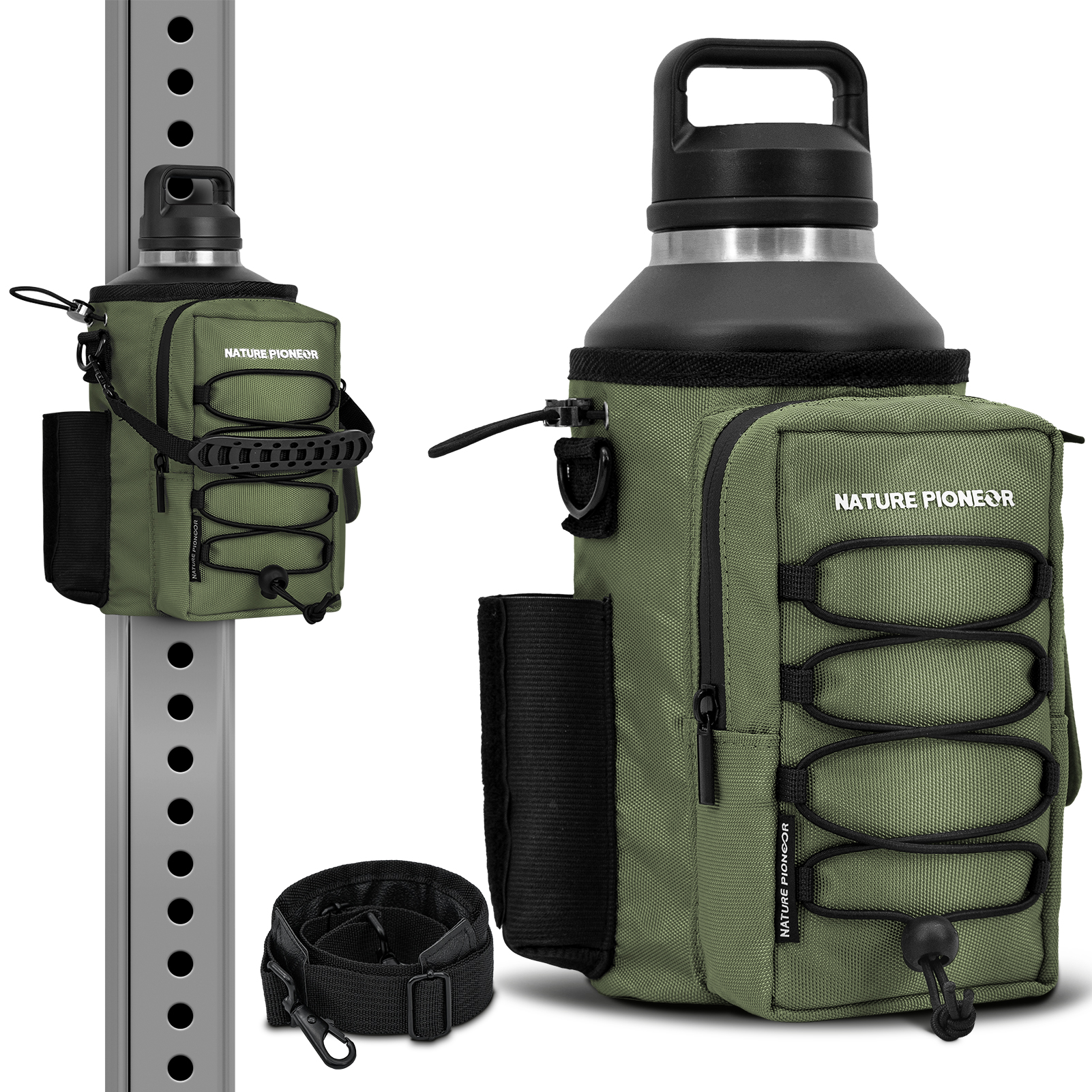  NATURE PIONEOR Magnetic Gym Bag for Men and Women - Magnet Water Bottle Holder Sling Carrier with Crossbody Shoulder Strap,Gym Accessories Pouch,Phone Pockets for Sports,Walking,Travel,Workout