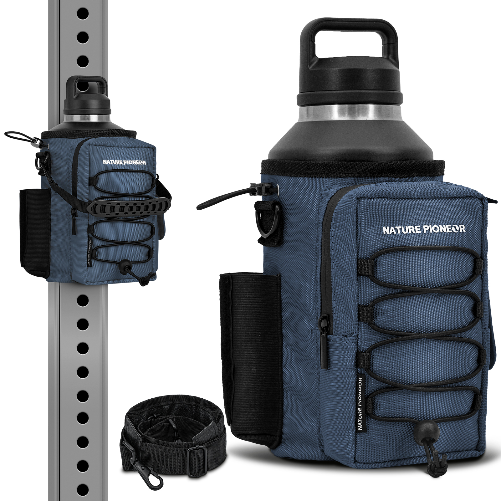  NATURE PIONEOR Magnetic Gym Bag for Men and Women - Magnet Water Bottle Holder Sling Carrier with Crossbody Shoulder Strap,Gym Accessories Pouch,Phone Pockets for Sports,Walking,Travel,Workout