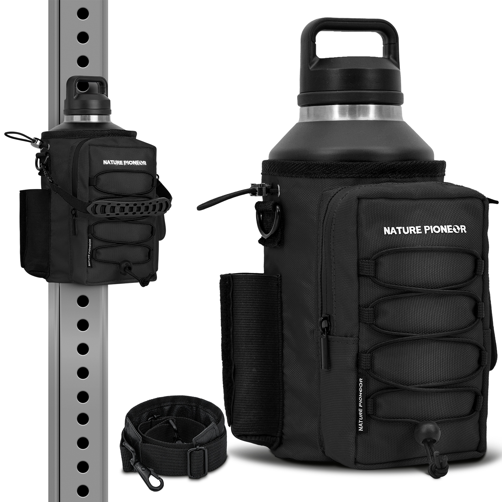  NATURE PIONEOR Magnetic Gym Bag for Men and Women - Magnet Water Bottle Holder Sling Carrier with Crossbody Shoulder Strap,Gym Accessories Pouch,Phone Pockets for Sports,Walking,Travel,Workout