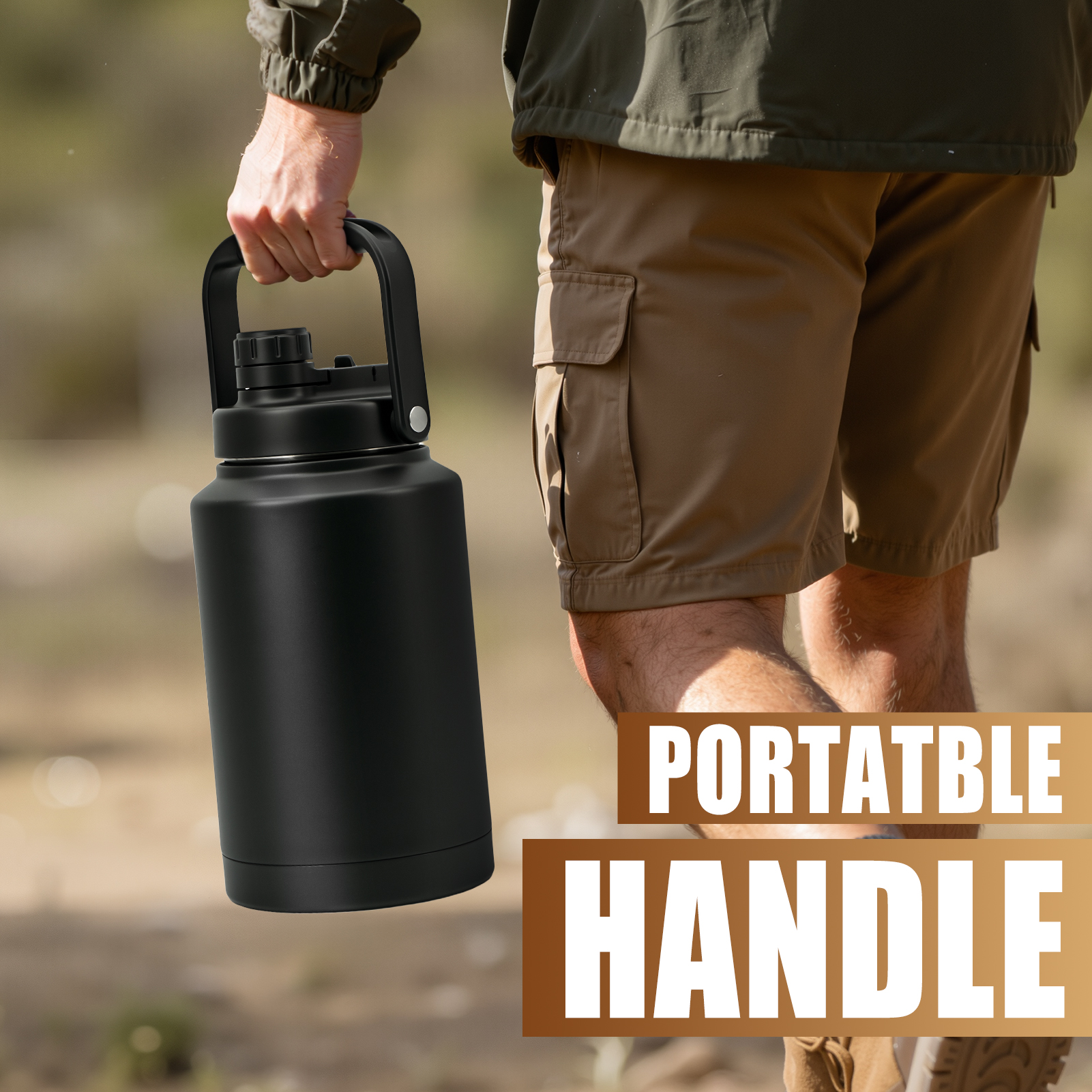 NATURE PIONEOR Sports Water Bottle Spout/Straw 2-in-1 Lid, Replacement Lid Accessory, Easy to Carry,ONLY fit NATURE PIONEOR 128oz/one gallon water bottle