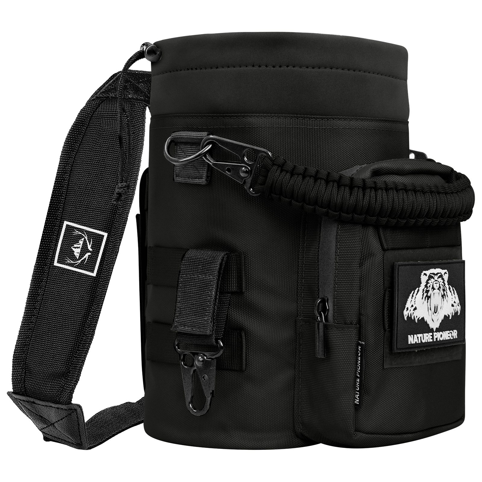 NATURE PIONEOR 32 64 128oz Tactical Water Bottle Pouch, Multi-Function Tactical Water Bottle Bag with Adjustable Shoulder Strap, Half/One Gallon Molle Strap Carrier Holder