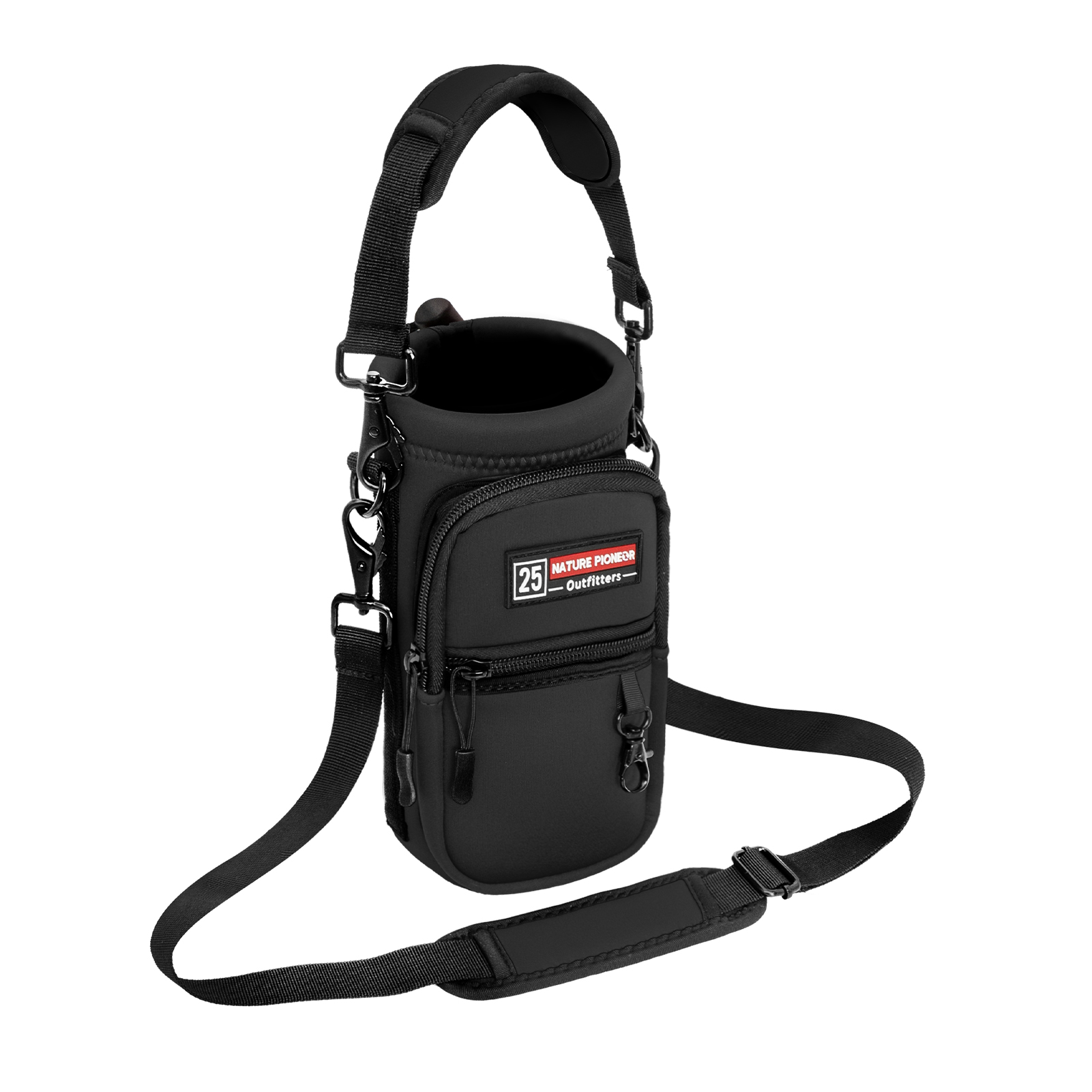NATURE PIONEOR Water Bottle Holder with Strap,Water Bottle Carrier Bag Sling Sleeve with Adjustable Shoulder Strap & Handle and Large Phone Pocket for Walking,Hiking,Travelling for 25oz/32oz/40oz/64oz