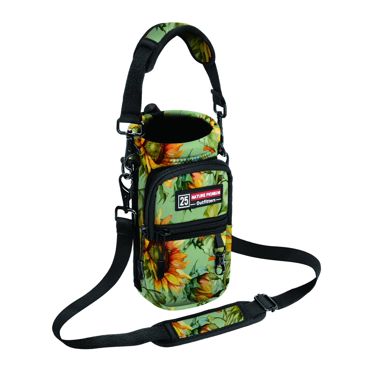 NATURE PIONEOR Water Bottle Holder with Strap,Water Bottle Carrier Bag Sling Sleeve with Adjustable Shoulder Strap & Handle and Large Phone Pocket for Walking,Hiking,Travelling for 25oz/32oz/40oz/64oz