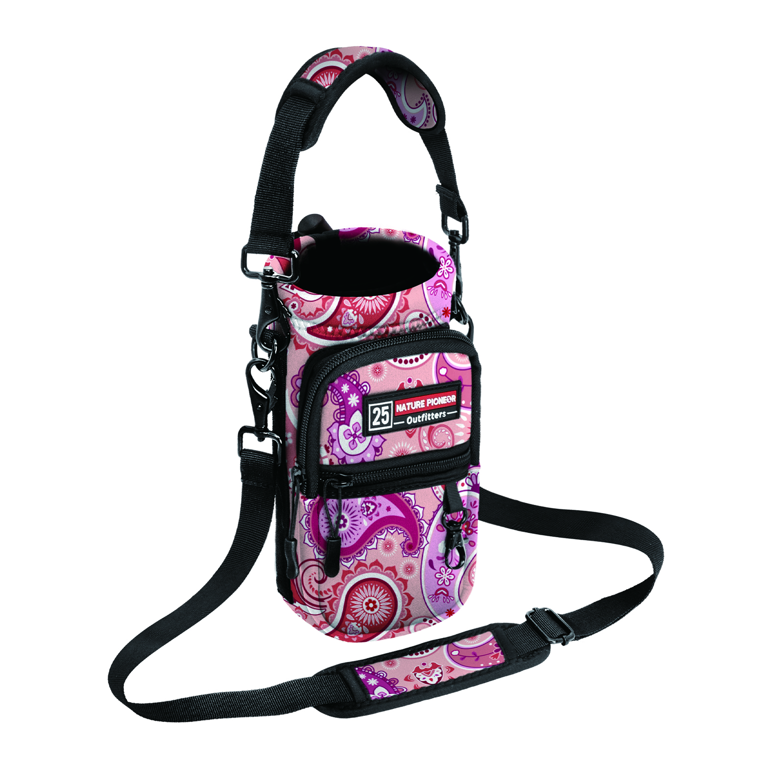 NATURE PIONEOR Water Bottle Holder with Strap,Water Bottle Carrier Bag Sling Sleeve with Adjustable Shoulder Strap & Handle and Large Phone Pocket for Walking,Hiking,Travelling for 25oz/32oz/40oz/64oz