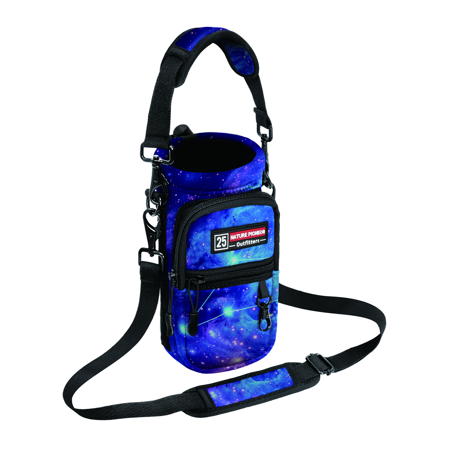 NATURE PIONEOR Water Bottle Holder with Strap,Water Bottle Carrier Bag Sling Sleeve with Adjustable Shoulder Strap & Handle and Large Phone Pocket for Walking,Hiking,Travelling for 25oz/32oz/40oz/64oz