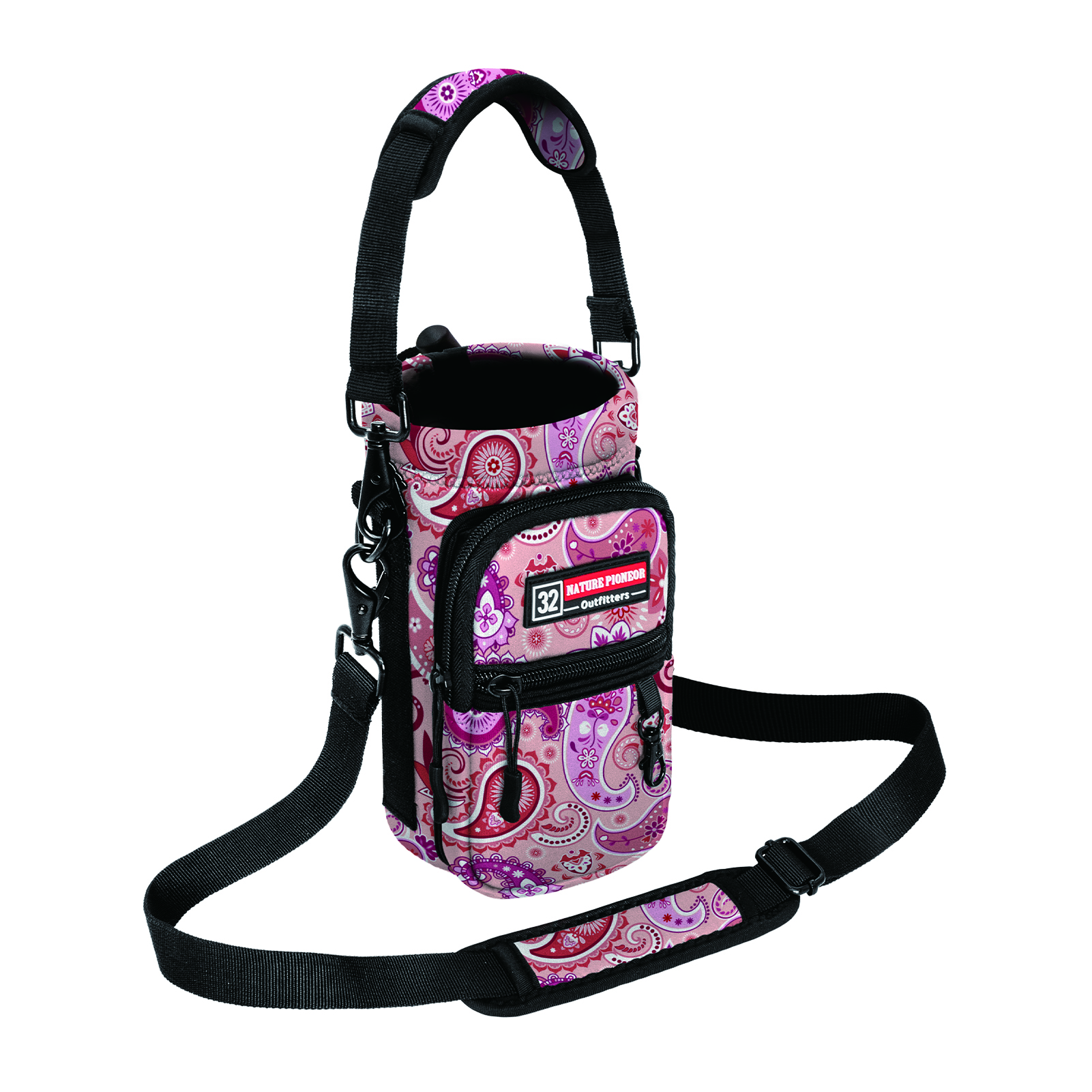 NATURE PIONEOR Water Bottle Holder with Strap,Water Bottle Carrier Bag Sling Sleeve with Adjustable Shoulder Strap & Handle and Large Phone Pocket for Walking,Hiking,Travelling for 25oz/32oz/40oz/64oz