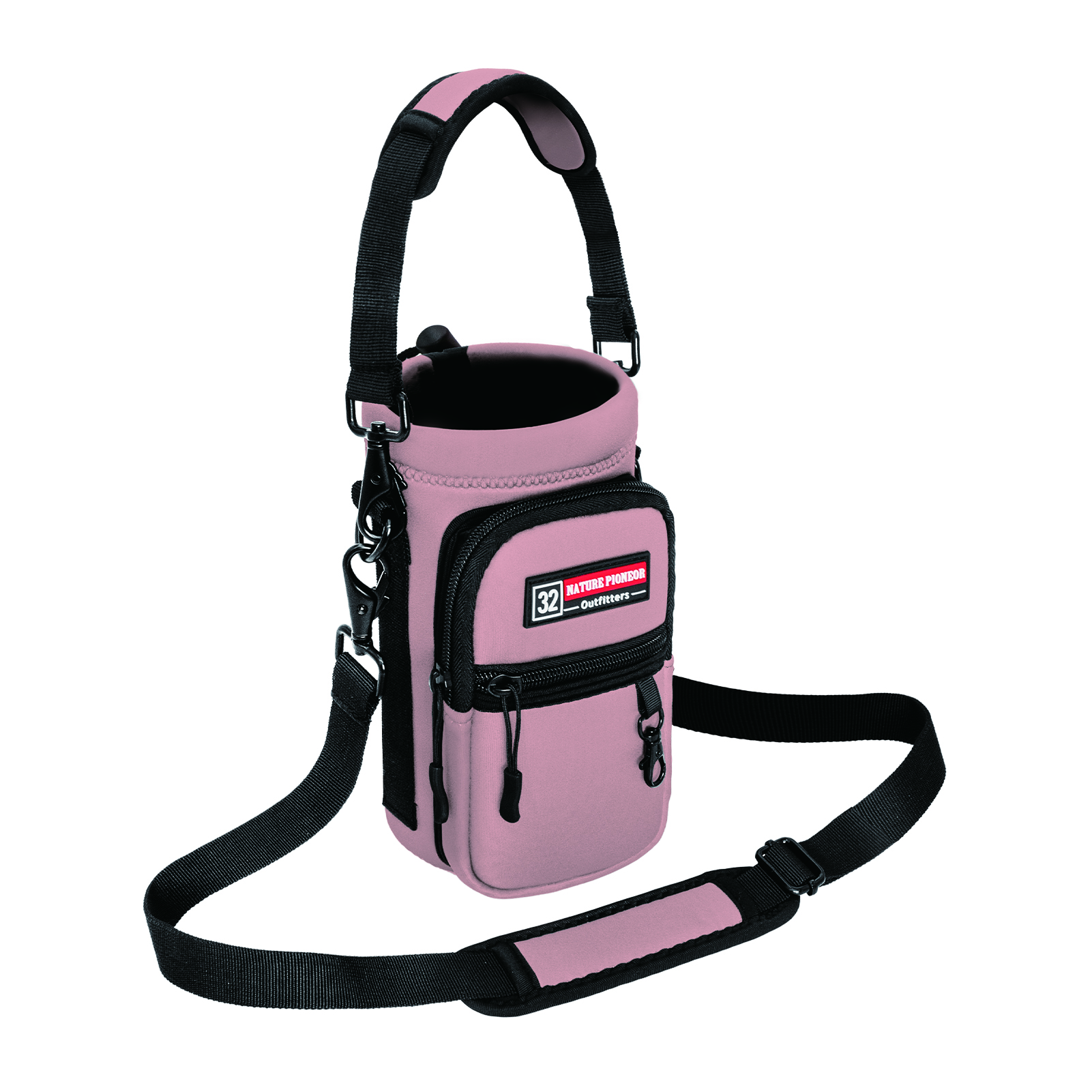 NATURE PIONEOR Water Bottle Holder with Strap,Water Bottle Carrier Bag Sling Sleeve with Adjustable Shoulder Strap & Handle and Large Phone Pocket for Walking,Hiking,Travelling for 25oz/32oz/40oz/64oz