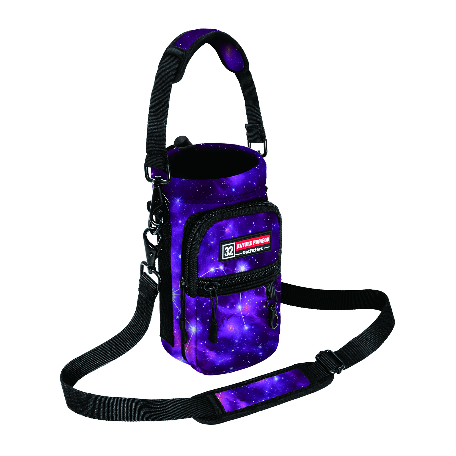 NATURE PIONEOR Water Bottle Holder with Strap,Water Bottle Carrier Bag Sling Sleeve with Adjustable Shoulder Strap & Handle and Large Phone Pocket for Walking,Hiking,Travelling for 25oz/32oz/40oz/64oz