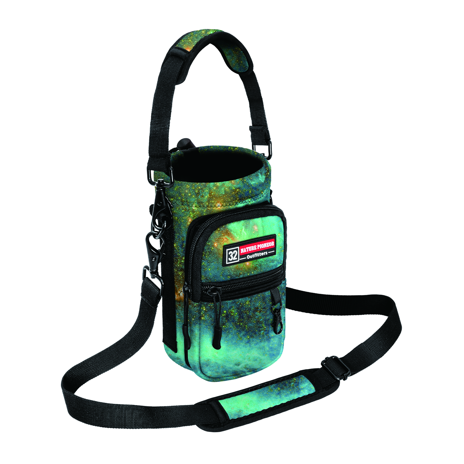 NATURE PIONEOR Water Bottle Holder with Strap,Water Bottle Carrier Bag Sling Sleeve with Adjustable Shoulder Strap & Handle and Large Phone Pocket for Walking,Hiking,Travelling for 25oz/32oz/40oz/64oz