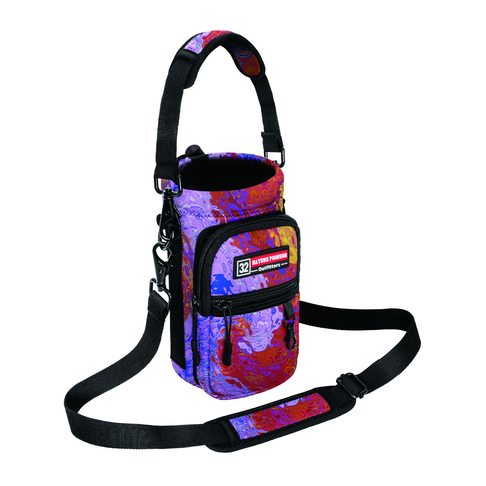 NATURE PIONEOR Water Bottle Holder with Strap,Water Bottle Carrier Bag Sling Sleeve with Adjustable Shoulder Strap & Handle and Large Phone Pocket for Walking,Hiking,Travelling for 25oz/32oz/40oz/64oz