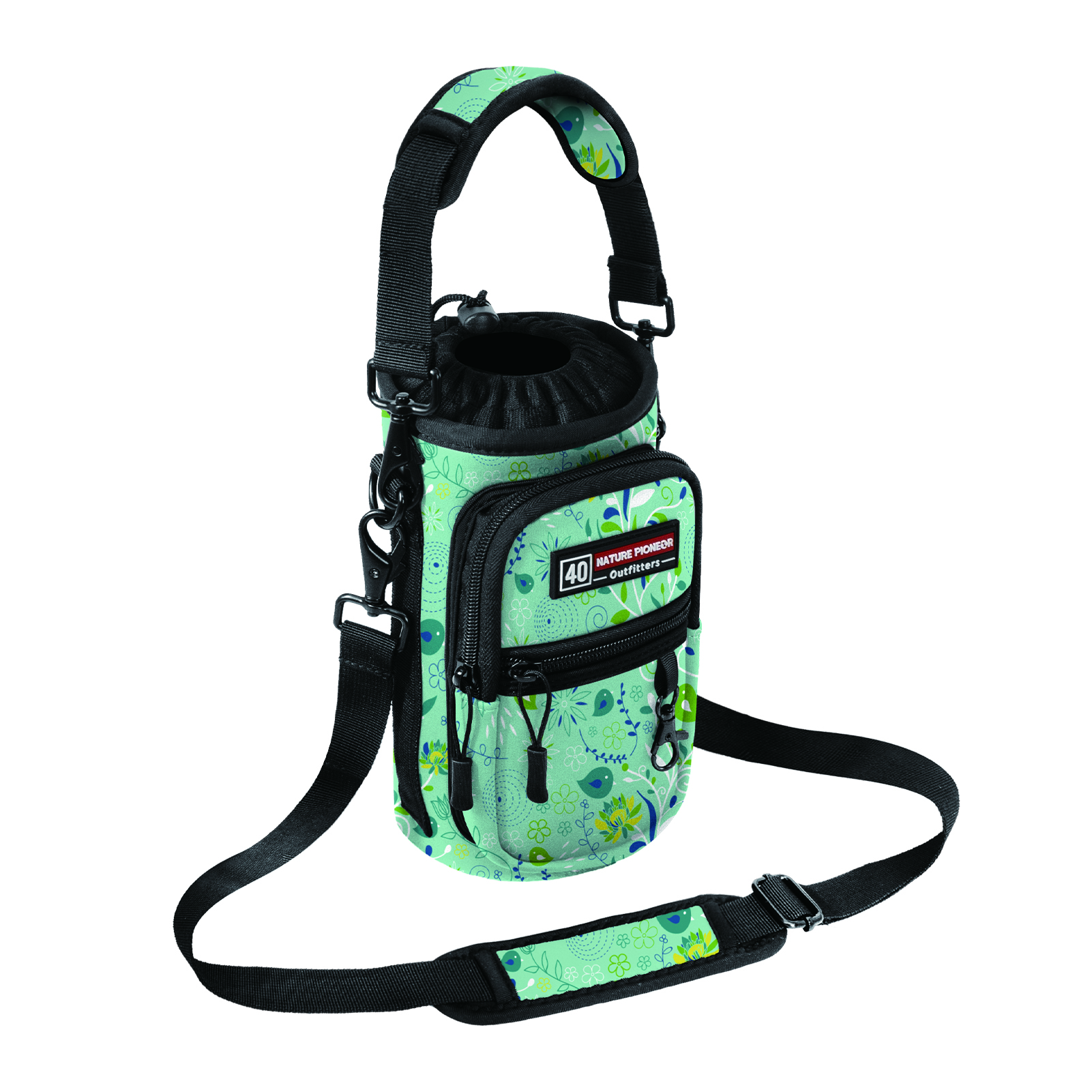 NATURE PIONEOR Water Bottle Holder with Strap,Water Bottle Carrier Bag Sling Sleeve with Adjustable Shoulder Strap & Handle and Large Phone Pocket for Walking,Hiking,Travelling for 25oz/32oz/40oz/64oz