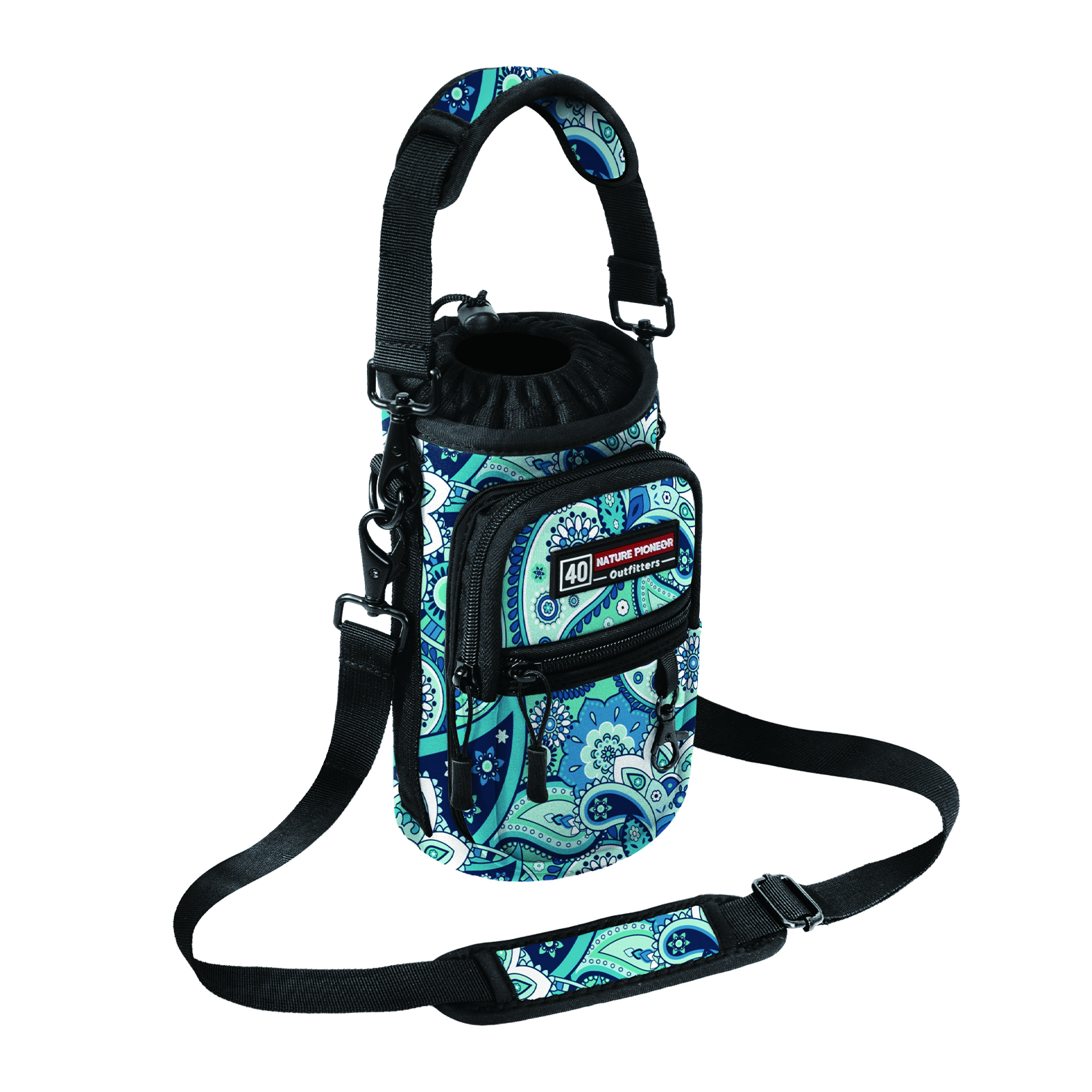 NATURE PIONEOR Water Bottle Holder with Strap,Water Bottle Carrier Bag Sling Sleeve with Adjustable Shoulder Strap & Handle and Large Phone Pocket for Walking,Hiking,Travelling for 25oz/32oz/40oz/64oz
