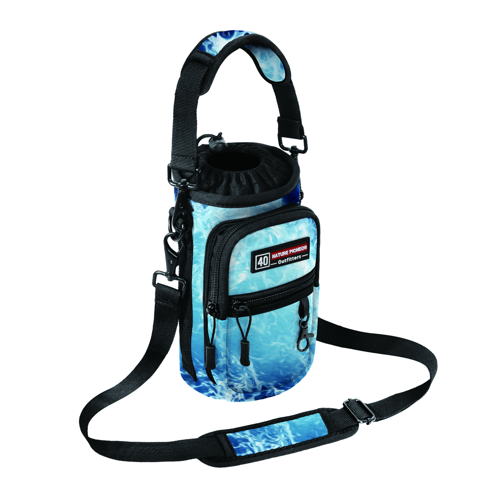 NATURE PIONEOR Water Bottle Holder with Strap,Water Bottle Carrier Bag Sling Sleeve with Adjustable Shoulder Strap & Handle and Large Phone Pocket for Walking,Hiking,Travelling for 25oz/32oz/40oz/64oz