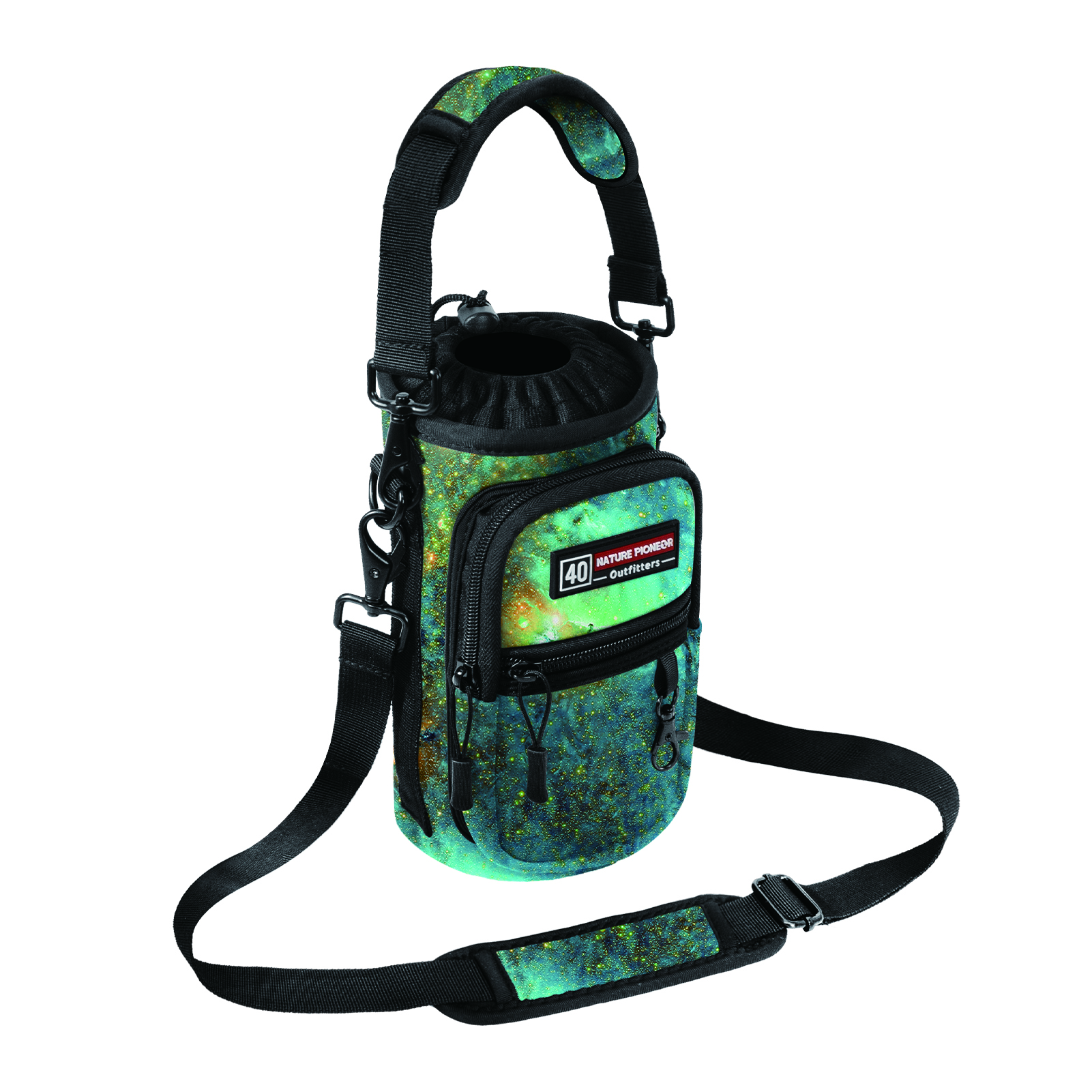 NATURE PIONEOR Water Bottle Holder with Strap,Water Bottle Carrier Bag Sling Sleeve with Adjustable Shoulder Strap & Handle and Large Phone Pocket for Walking,Hiking,Travelling for 25oz/32oz/40oz/64oz
