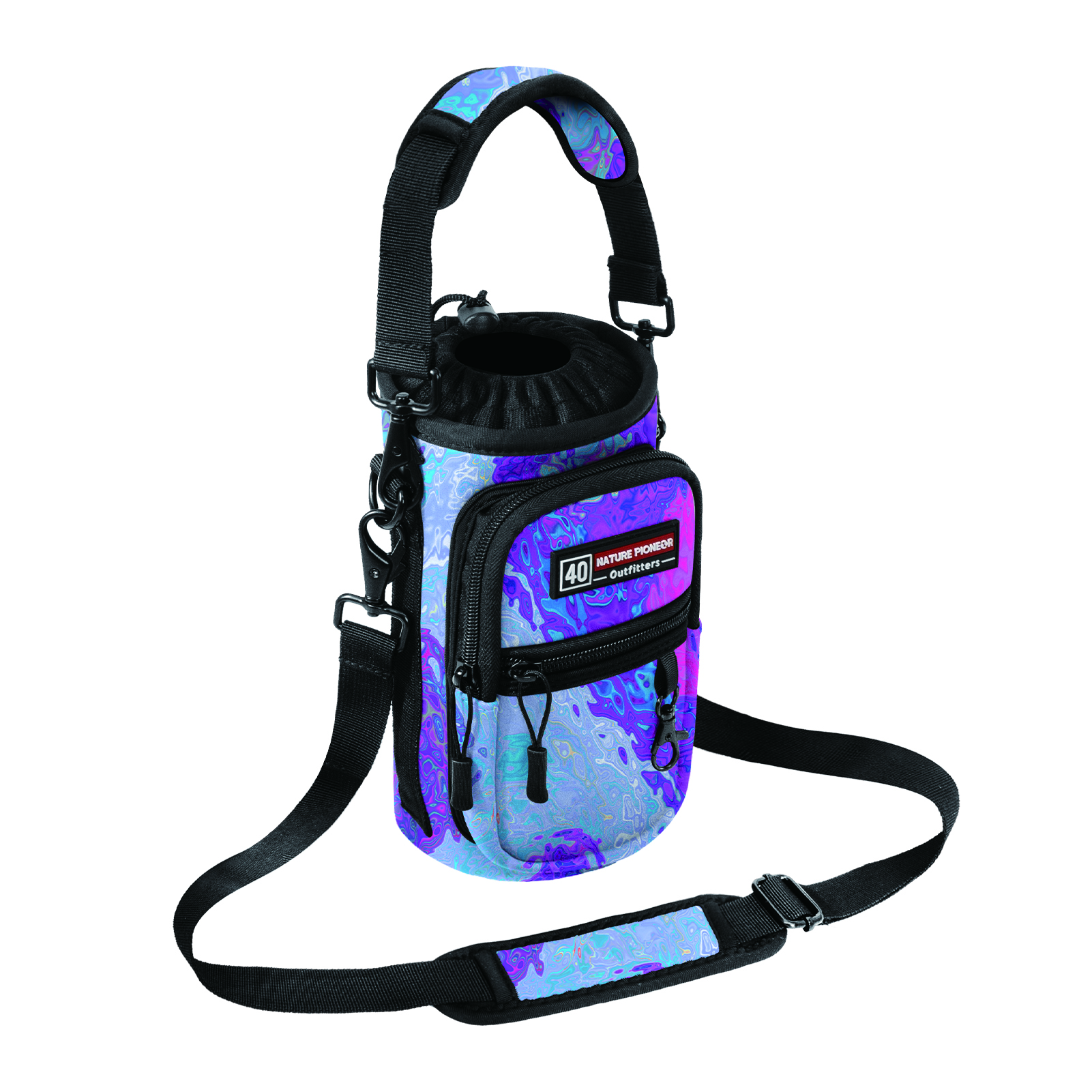 NATURE PIONEOR Water Bottle Holder with Strap,Water Bottle Carrier Bag Sling Sleeve with Adjustable Shoulder Strap & Handle and Large Phone Pocket for Walking,Hiking,Travelling for 25oz/32oz/40oz/64oz