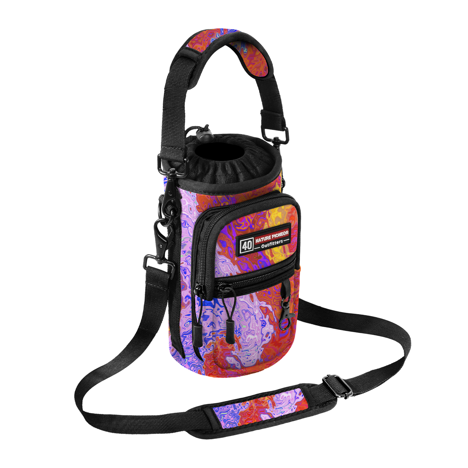 NATURE PIONEOR Water Bottle Holder with Strap,Water Bottle Carrier Bag Sling Sleeve with Adjustable Shoulder Strap & Handle and Large Phone Pocket for Walking,Hiking,Travelling for 25oz/32oz/40oz/64oz