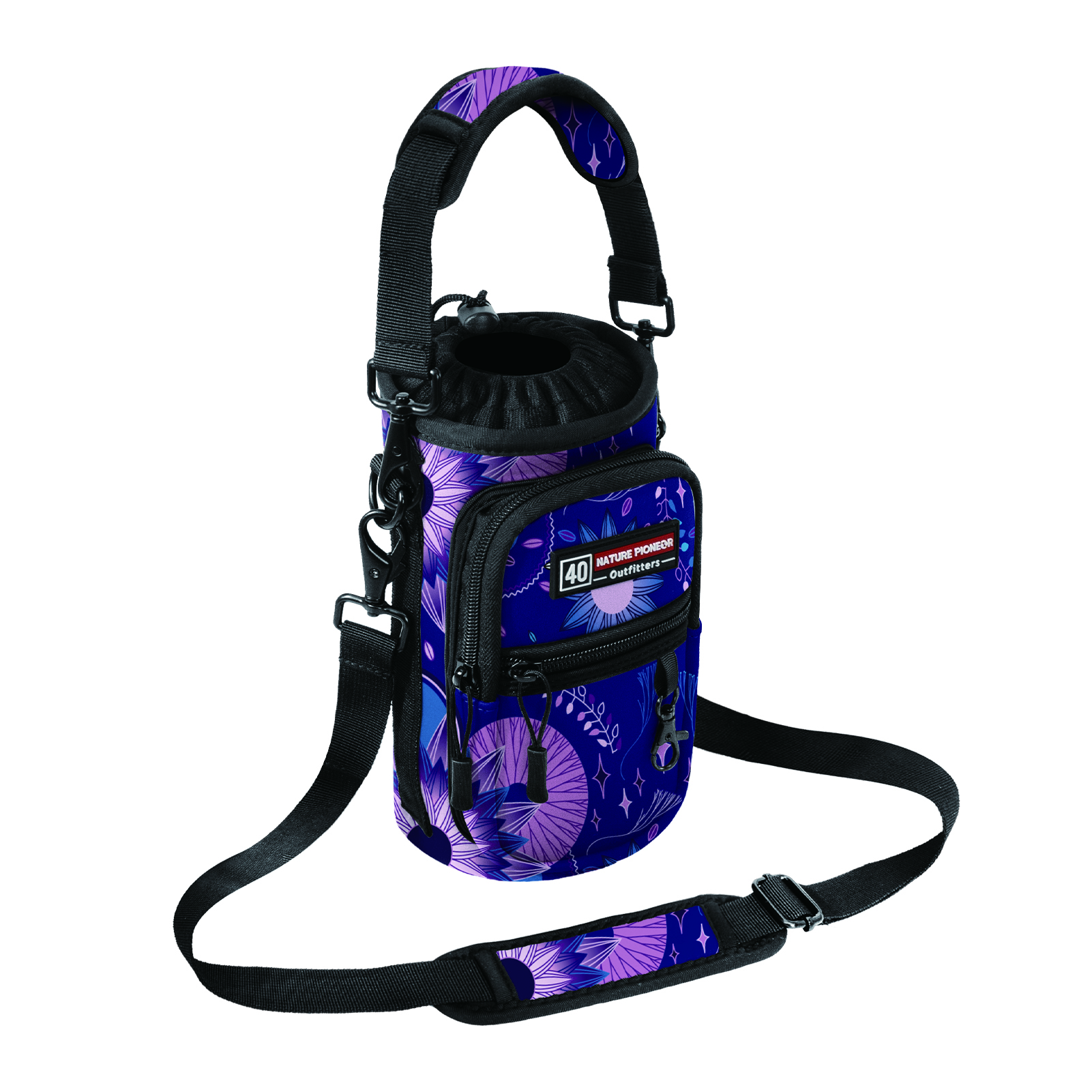 NATURE PIONEOR Water Bottle Holder with Strap,Water Bottle Carrier Bag Sling Sleeve with Adjustable Shoulder Strap & Handle and Large Phone Pocket for Walking,Hiking,Travelling for 25oz/32oz/40oz/64oz
