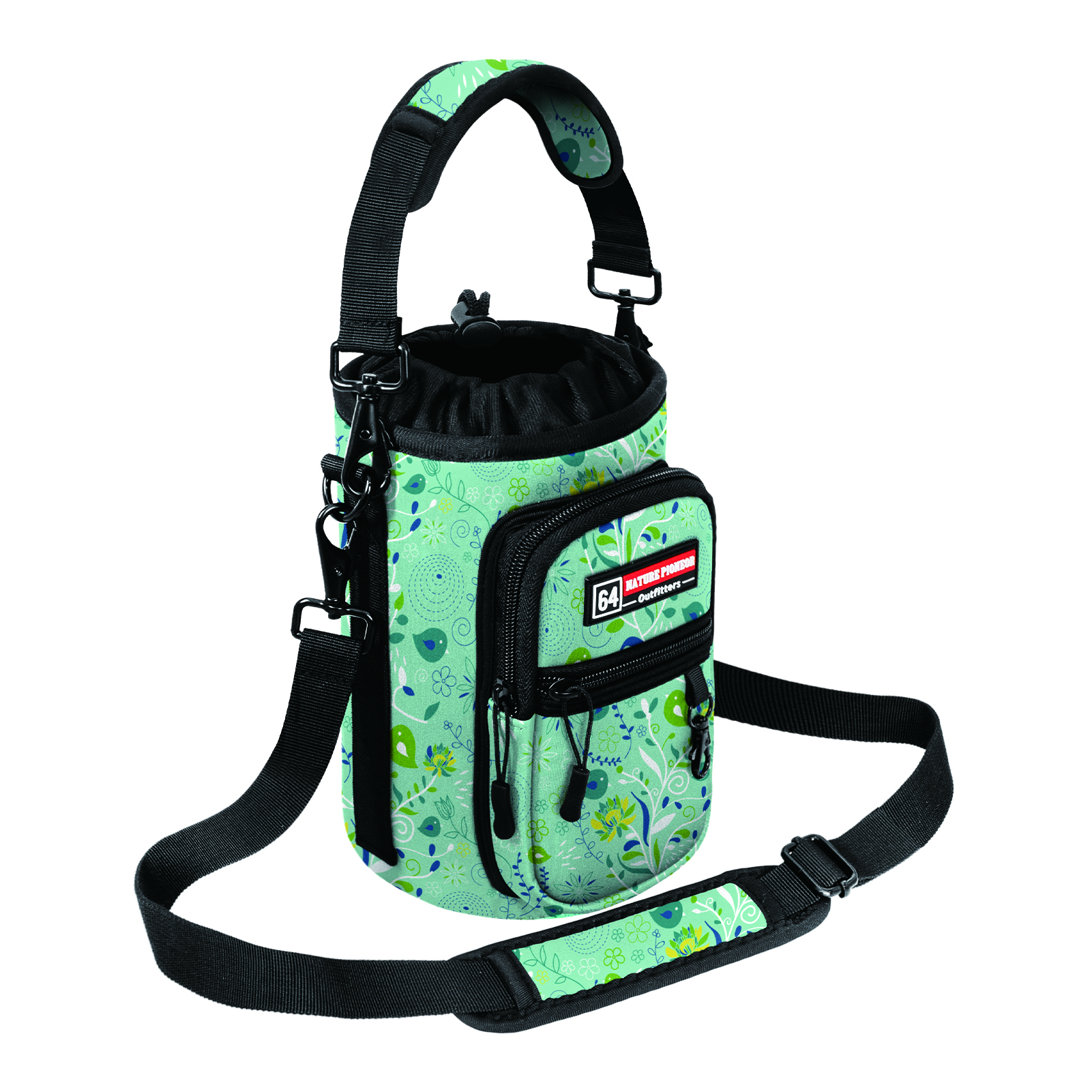 NATURE PIONEOR Water Bottle Holder with Strap,Water Bottle Carrier Bag Sling Sleeve with Adjustable Shoulder Strap & Handle and Large Phone Pocket for Walking,Hiking,Travelling for 25oz/32oz/40oz/64oz