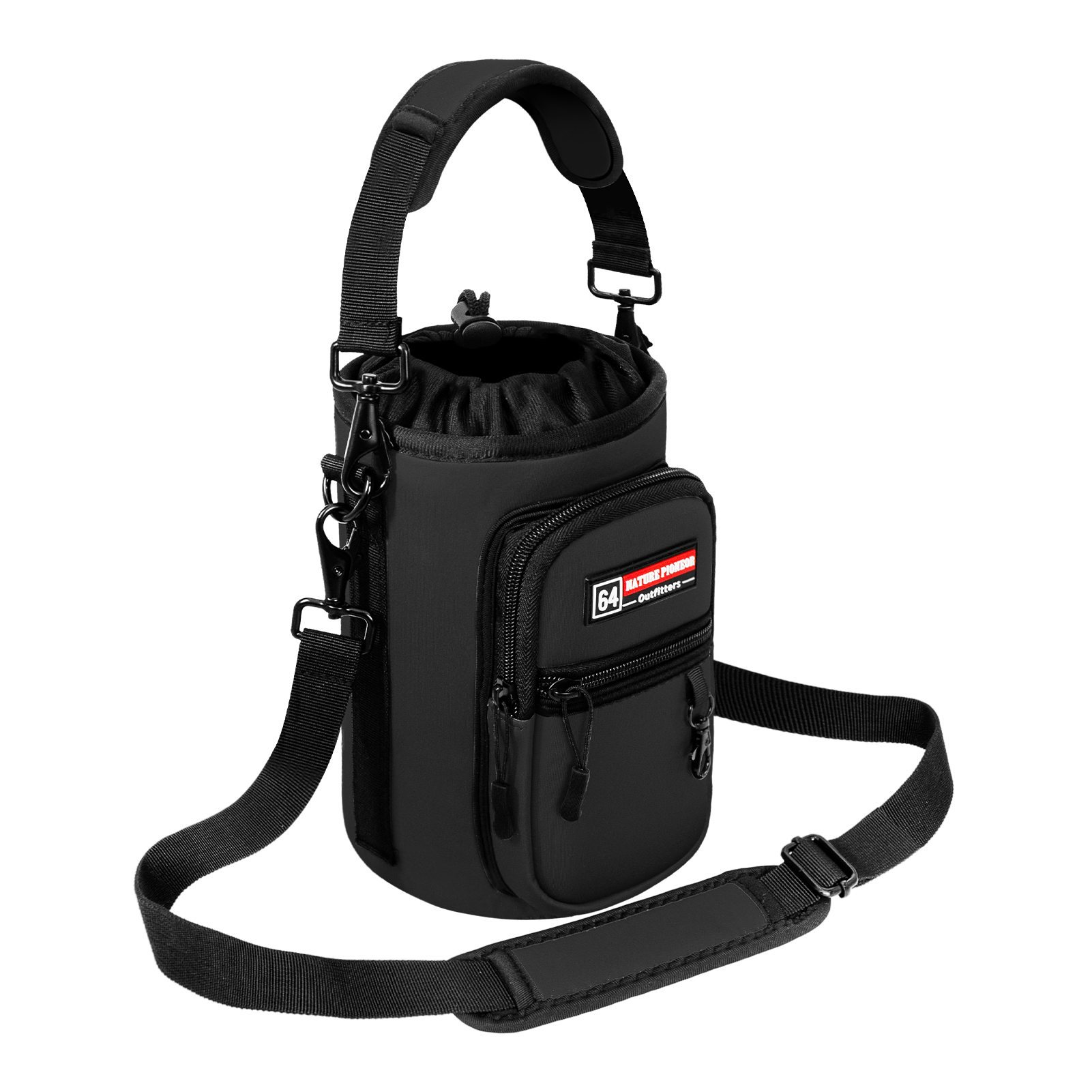 NATURE PIONEOR Water Bottle Holder with Strap,Water Bottle Carrier Bag Sling Sleeve with Adjustable Shoulder Strap & Handle and Large Phone Pocket for Walking,Hiking,Travelling for 25oz/32oz/40oz/64oz