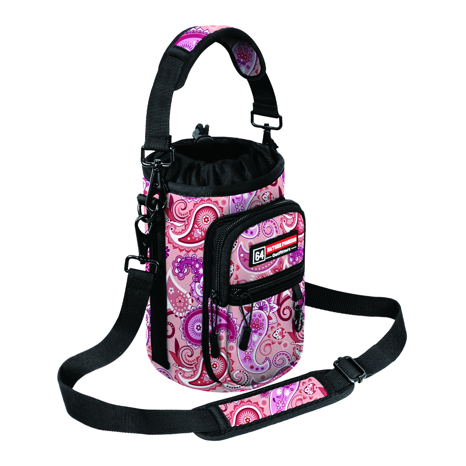 NATURE PIONEOR Water Bottle Holder with Strap,Water Bottle Carrier Bag Sling Sleeve with Adjustable Shoulder Strap & Handle and Large Phone Pocket for Walking,Hiking,Travelling for 25oz/32oz/40oz/64oz