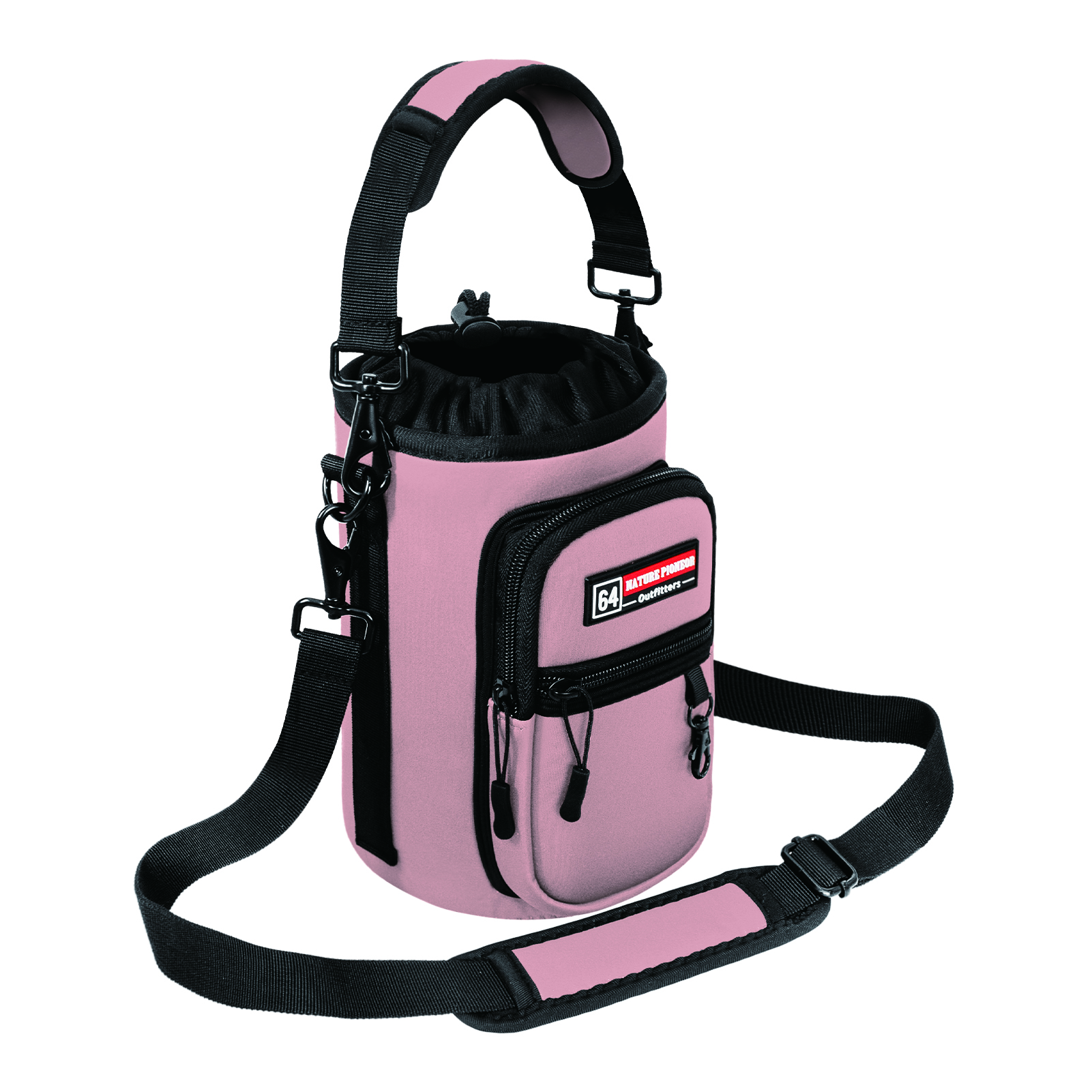 NATURE PIONEOR Water Bottle Holder with Strap,Water Bottle Carrier Bag Sling Sleeve with Adjustable Shoulder Strap & Handle and Large Phone Pocket for Walking,Hiking,Travelling for 25oz/32oz/40oz/64oz