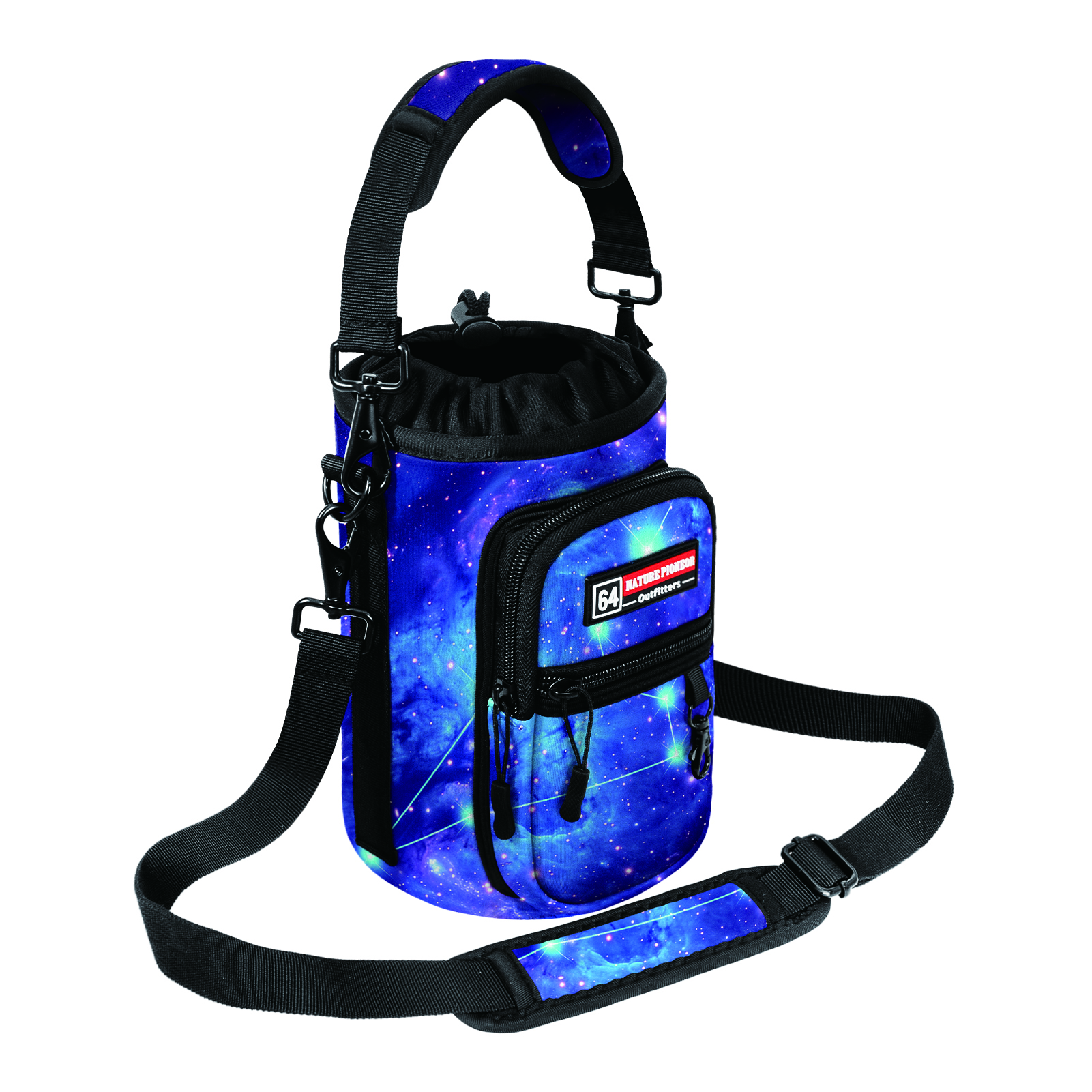 NATURE PIONEOR Water Bottle Holder with Strap,Water Bottle Carrier Bag Sling Sleeve with Adjustable Shoulder Strap & Handle and Large Phone Pocket for Walking,Hiking,Travelling for 25oz/32oz/40oz/64oz