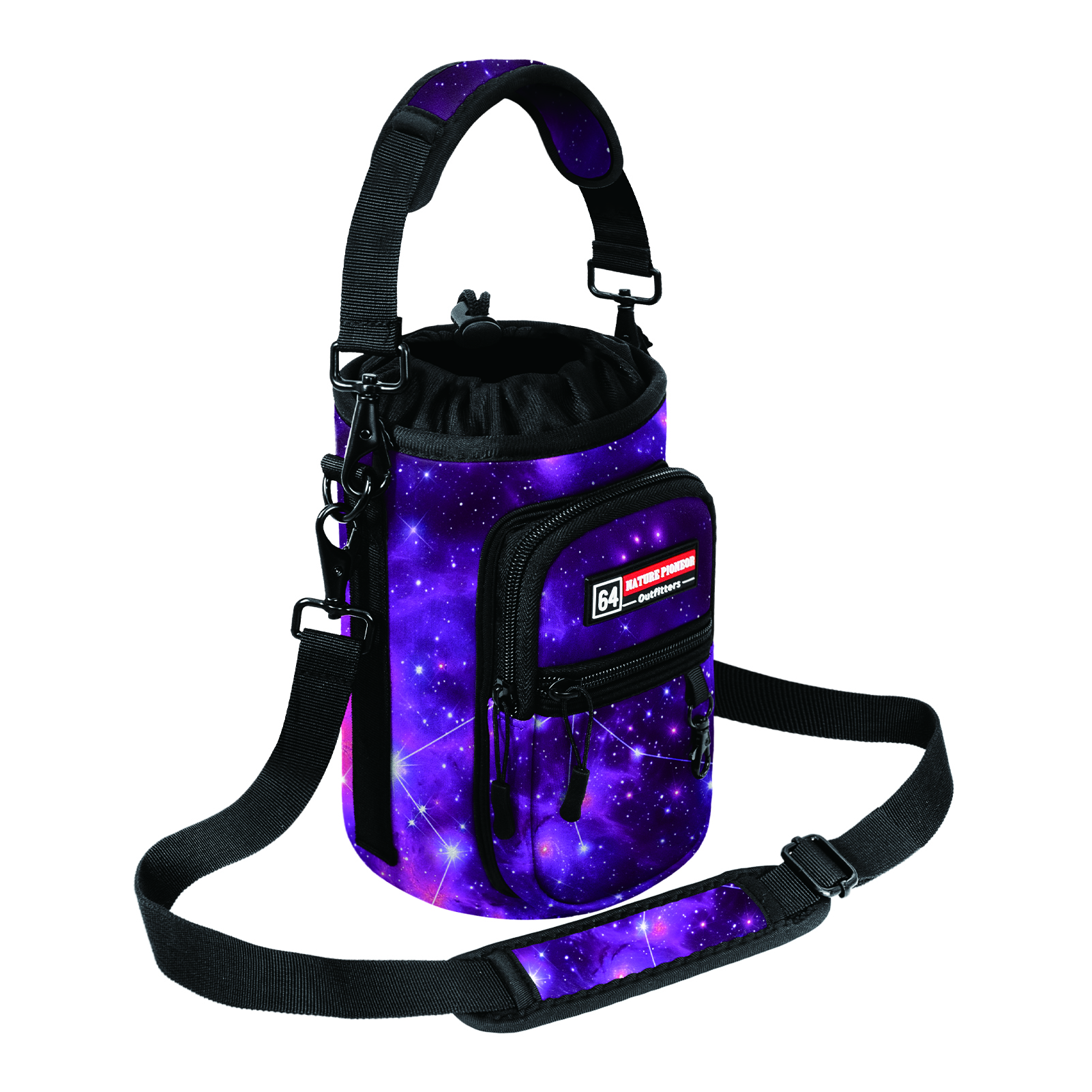 NATURE PIONEOR Water Bottle Holder with Strap,Water Bottle Carrier Bag Sling Sleeve with Adjustable Shoulder Strap & Handle and Large Phone Pocket for Walking,Hiking,Travelling for 25oz/32oz/40oz/64oz