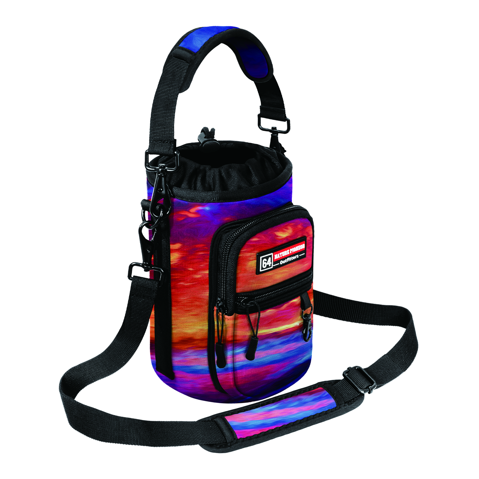 NATURE PIONEOR Water Bottle Holder with Strap,Water Bottle Carrier Bag Sling Sleeve with Adjustable Shoulder Strap & Handle and Large Phone Pocket for Walking,Hiking,Travelling for 25oz/32oz/40oz/64oz