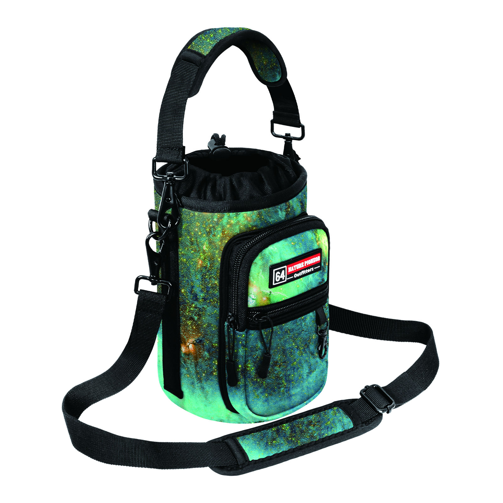 NATURE PIONEOR Water Bottle Holder with Strap,Water Bottle Carrier Bag Sling Sleeve with Adjustable Shoulder Strap & Handle and Large Phone Pocket for Walking,Hiking,Travelling for 25oz/32oz/40oz/64oz