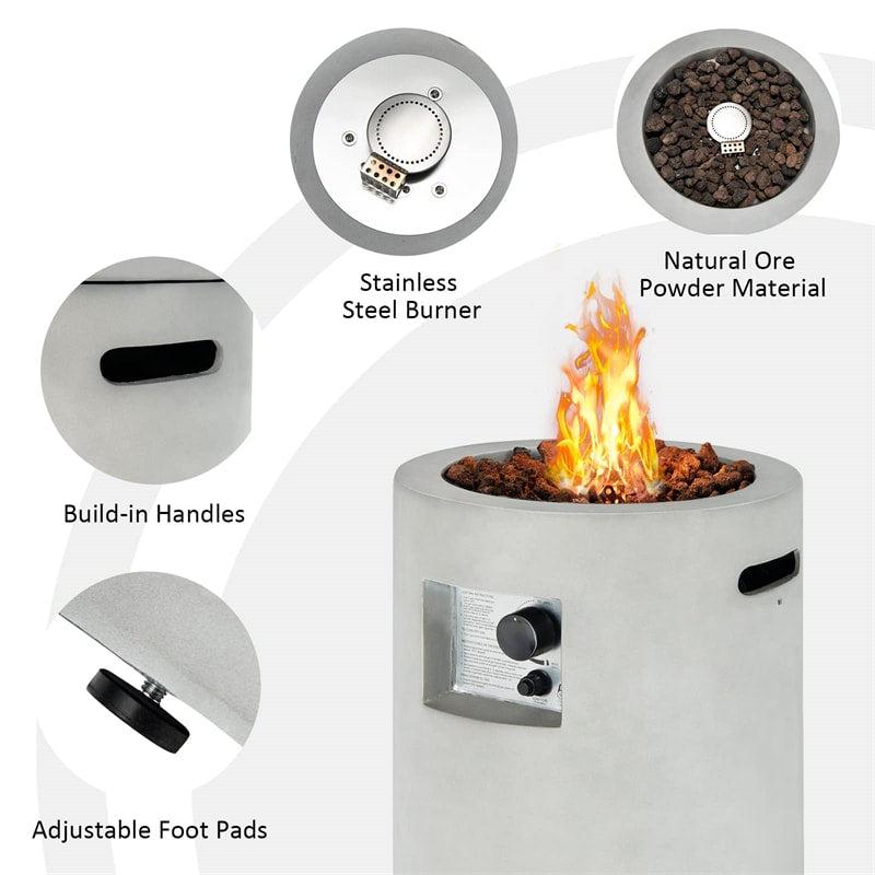 16′′ Round Electronic Ignition Propane Fire Pit 30,000 BTU Outdoor Gas