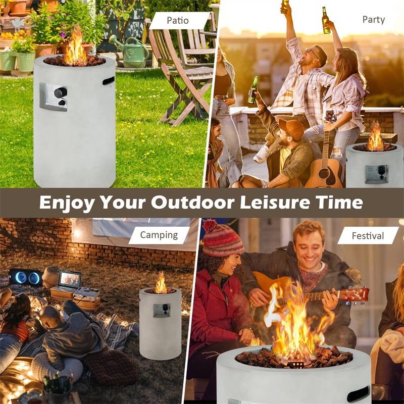 16′′ Round Electronic Ignition Propane Fire Pit 30,000 BTU Outdoor Gas