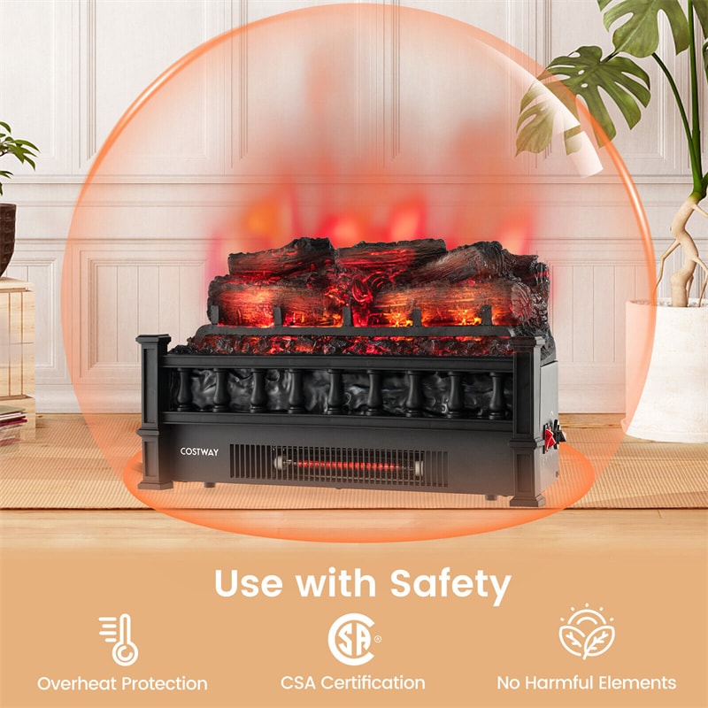 20′′ Electric Fireplace Log Insert Infrared Quartz Fireplace Heater wi