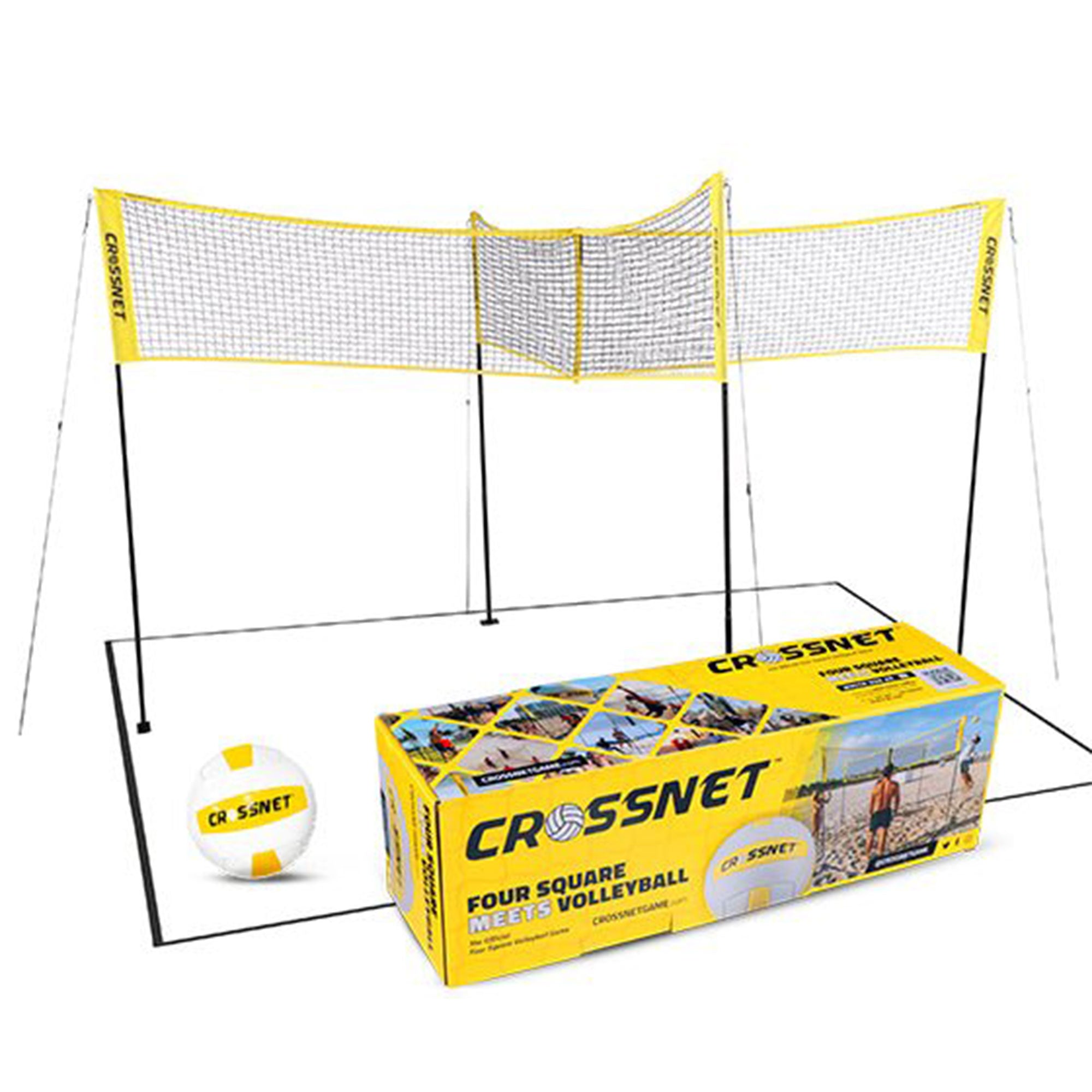 4 Way Adjustable Volleyball Net and Volleyball Game Set (Open