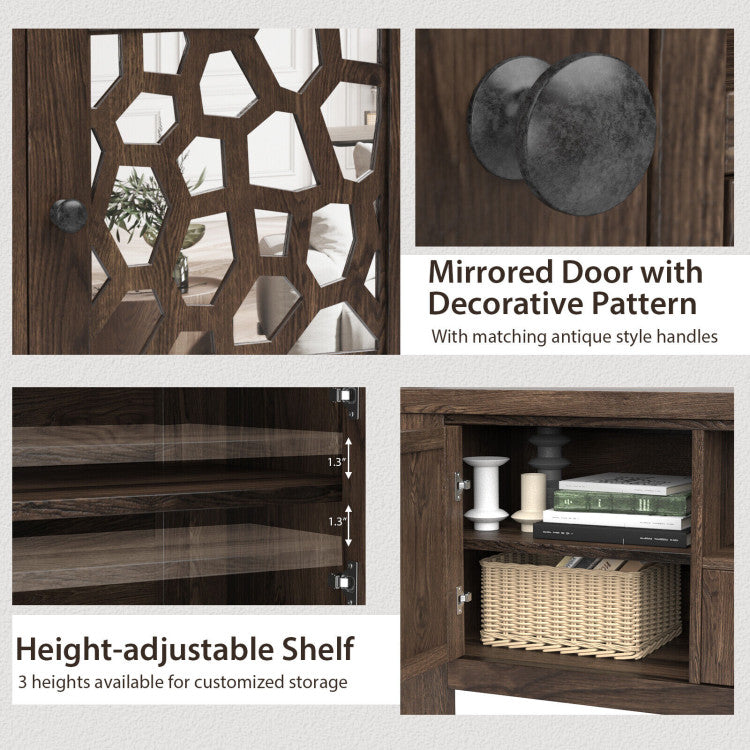 55 Inch Retro TV Stand Media Entertainment Center with Drawer for TV u