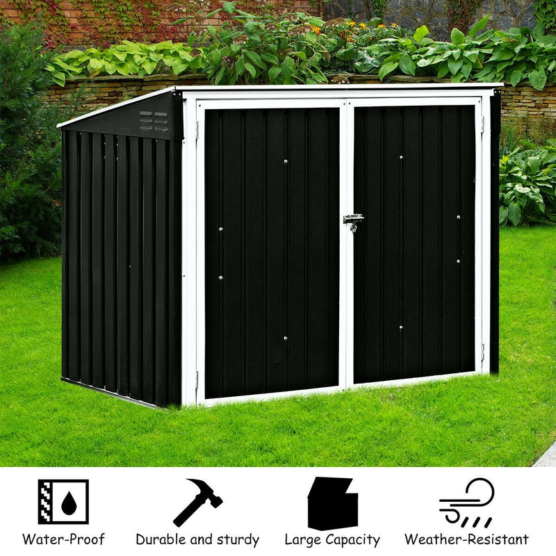 6 x 3 FT Horizontal Metal Storage Shed Outdoor Garbage Bin Enclosure,
