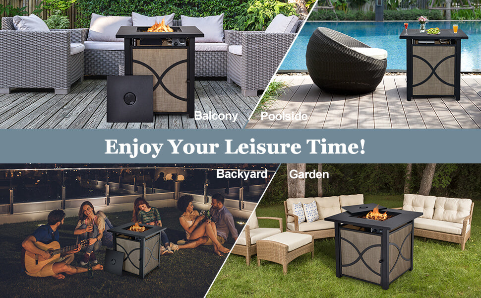 40000BTU Propane Fire Pit Table 25 Inch Gas Fire Pit with Fire Glass a