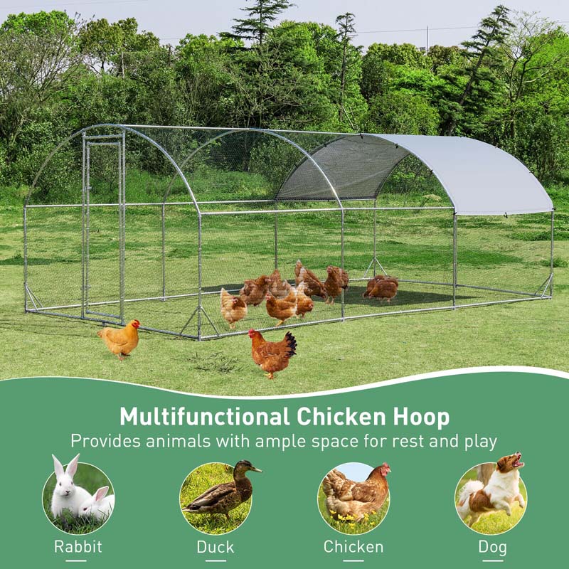 19 FT Large Metal Chicken Coop Walkin Dome Poultry Cage Hen Run House