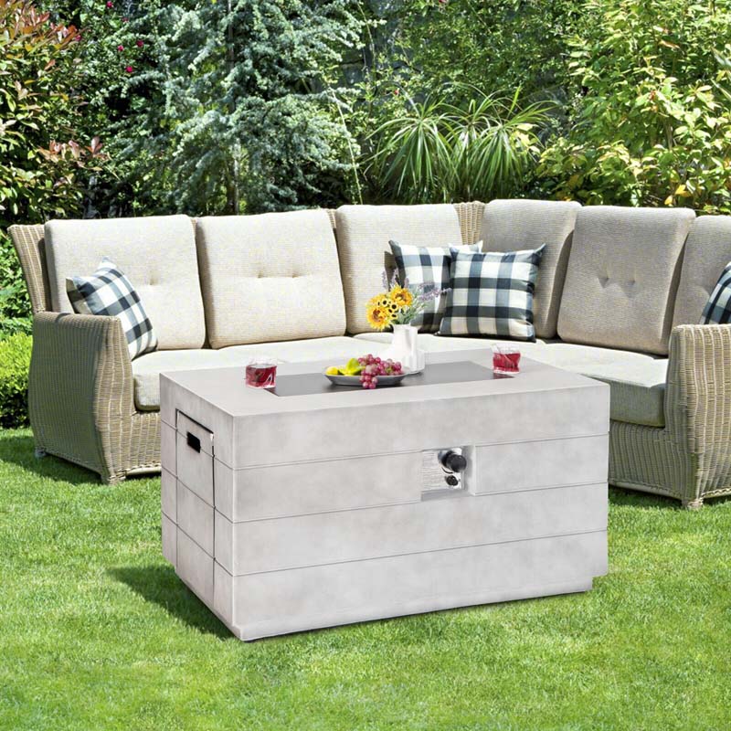 43′′ Concrete Rectangular Gas Fire Table, 50000 BTU Outdoor Propane Fi