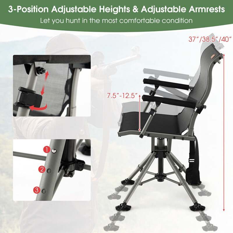 360 Degree Silent Swivel Blind Chair with 4 Adjustable Legs, Portable