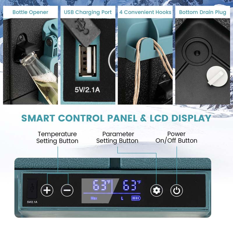 61Quart Dualzone Car Refrigerator with Wheels, 12V/24V DC & 100240V