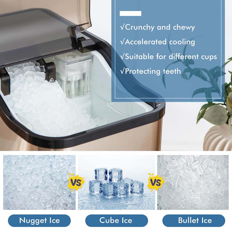 60Lbs/24H Nugget Ice Maker Countertop with 2 Ways Water Refill & Self
