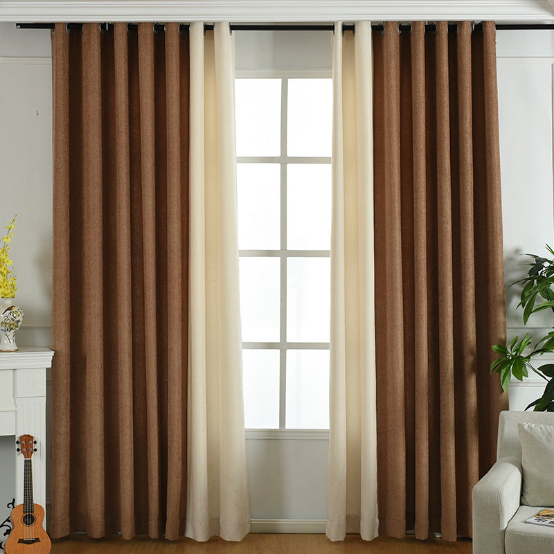 Stitching simple Solid High Shading Curtain Living Room Bedroom Curtains