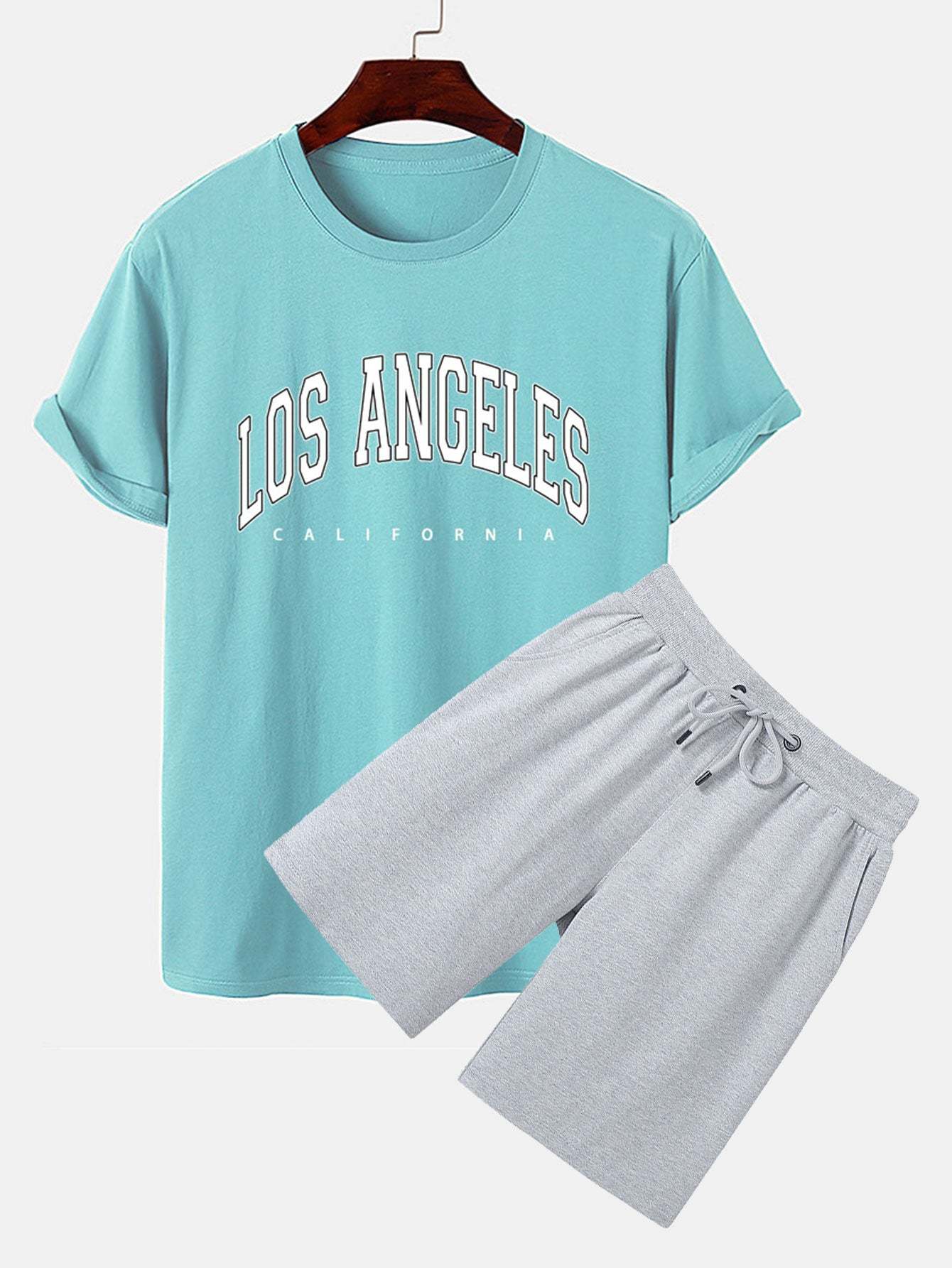 Los Angeles Print T-Shirt & Mid Length Shorts-Mitchell Shoes