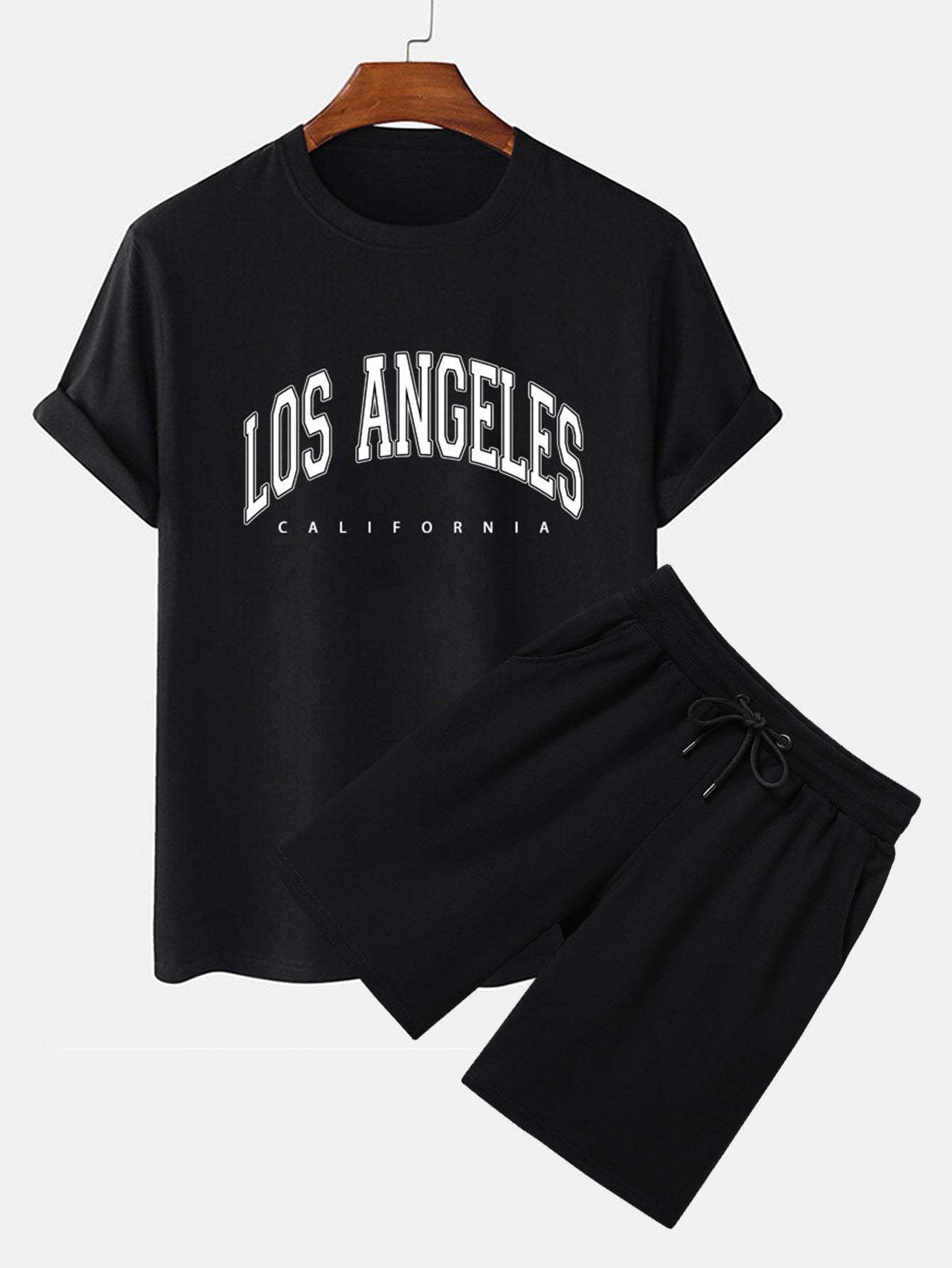 Los Angeles Print T-Shirt & Mid Length Shorts-Mitchell Shoes