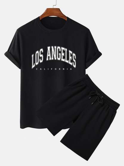 Los Angeles Print T-Shirt & Mid Length Shorts-Mitchell Shoes