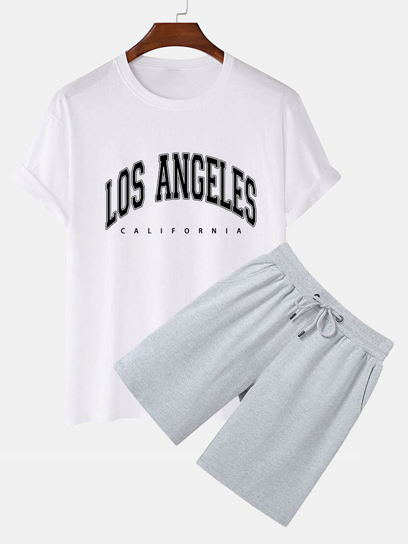 Los Angeles Print T-Shirt & Mid Length Shorts-Mitchell Shoes