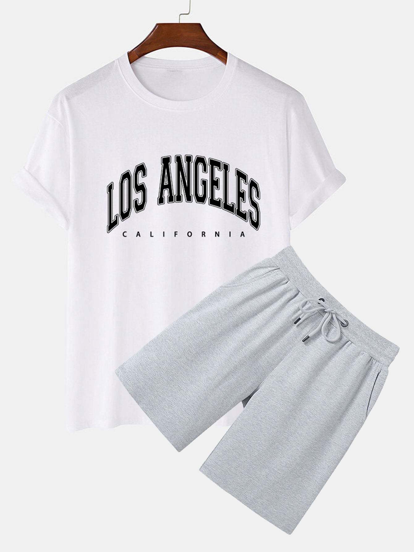 Los Angeles Print T-Shirt & Mid Length Shorts-Mitchell Shoes