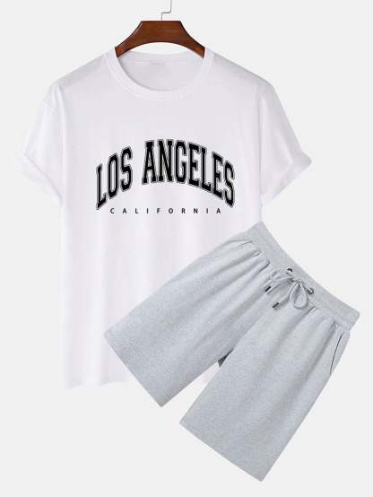 Los Angeles Print T-Shirt & Mid Length Shorts-Mitchell Shoes
